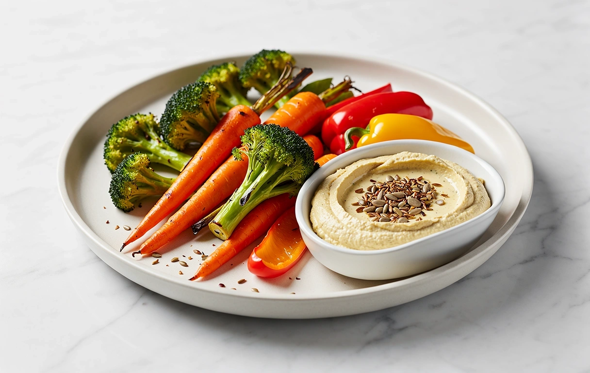 Vegetales asados con hummus